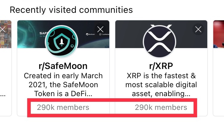 SafemoonWarrior's tweet photo. #SAFEMOON Subreddit has equaled XRP subreddit by number of members 🔥 

SafeMoon is 8 months old. 
XRP is 9 years old. https://t.co/N4a60jrVUO