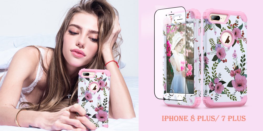 Pink floral soft silicone case, shockproof, non-slip, with 1 tempered glass screen protector.🌷🌺🍄

Device:
iPhone 8 Plus/ iPhone 7 Plus
Shop via🔗amzn.to/31hebtO