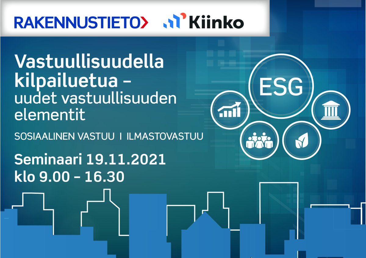 JaanaMatilainen's tweet photo. Superajankohtainen hybridiseminaari vastuullisen toiminnan sekä maineriskin hallinnasta KiRa-alan alihankintaketjuissa 19.11.2021.👉 https://t.co/nnCuryP7QM @KiinkoFI @Rakennustieto https://t.co/8g92vg3mpv