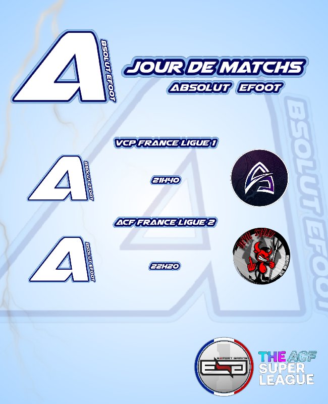 Boya___20's tweet photo. 📢 #MATCHDAY ⚽️

🏆| @EsgPs4
🎮| Ligue 1
🆚| @AbyssalProject
⏰| 21h40

🏆| @SLE_ACTU
🎮| Ligue 2b
🆚| #DevilsSquad
⏰| 22h20

#TEAMABS 🔵⚪ https://t.co/7uB50aSZHJ