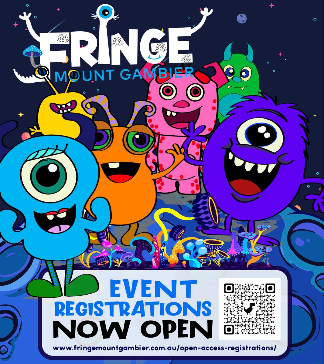 Registrations for SA's largest regional open-access arts festival are NOW OPEN! Put your event forward to be part of Fringe Mount Gambier 2022. It promises to be OUT OF THIS WORLD!
fringemountgambier.com.au/open-access-re…
#eventssouthaustralia
#fringe5290
#fringemountgambier