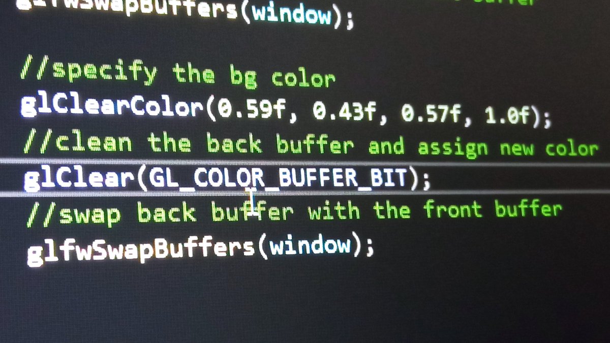 navinZero's tweet photo. Three lines to simply change the background colour?? 😯 #OpenGL #noob https://t.co/vRX76FzEsO