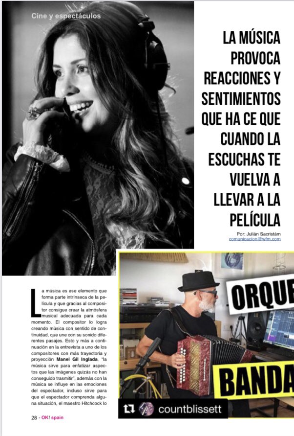 ManelGilInglada's tweet photo. 🙏 Muchísimas gracias Julián Sacristán / @WFMComunicacion por esta fantástica entrevista compartida con la gran @CrisRamosStar para la revista #OkSpain !!! #composer #filmmusic #gamecomposer #animation #filmcomposer https://t.co/WOMpjHK9V4