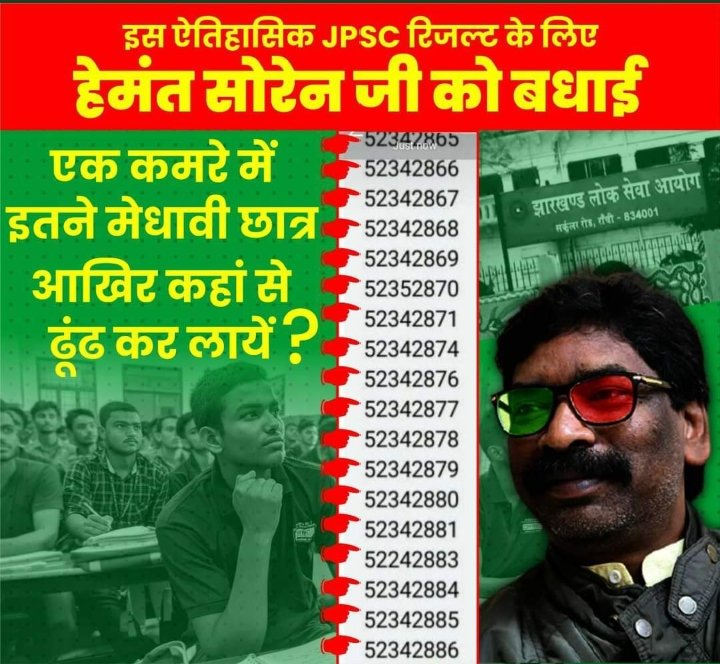 YouthsJharkhand's tweet photo. #jpsc चेयरमैन अमिताभ चौधरी और परीक्षा नियंत्रक मोइनुद्दीन खान को प्रेस कॉन्फ्रेंस करके जवाब देना चाहिए कि
तीन केंद्रों के 1-1 कमरे से 10-10 अभ्यार्थी क्रम में कैसे पास हो गए?

और हम सरकार से सीबीआई जांच की मांग करते हैं।
@HemantSorenJMM
#jpsc2021
#JPSC_SCAM https://t.co/HqqJD6UU4m