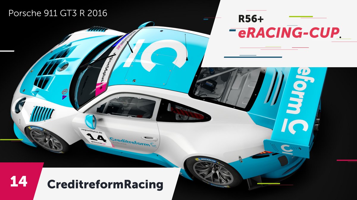Region56Plus's tweet photo. Ein neuer Tag – 3 neue Teamfahrzeuge für den R56+ #eRacing Cup 😍 🏁

Allesamt Fans des bekannten deutschen Sportwagenherstellers aus Stuttgart: CreditreformRacing, @debeka und die Digitale Kooperative jeweils im Porsche 911 GT3 R 2016.

#esports #simracing #region56plus https://t.co/ThIYAUWIAi