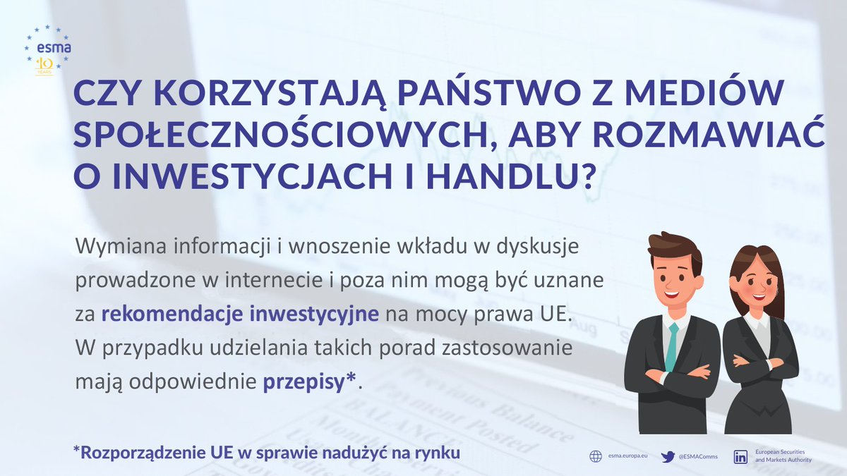 uknf's tweet photo. ✋ "Spółka X jest niedoszacowana. Kup akcje teraz, zanim cena pójdzie w górę". Czy sporządzałeś lub otrzymywałeś #rekomendacje inwestycyjne na platformach społecznościowych? Powinno się to odbywać w sposób transparentny, aby inwestorzy mogli ocenić ich wiarygodność. #ESMAprotects https://t.co/SmzrXVGHOC
