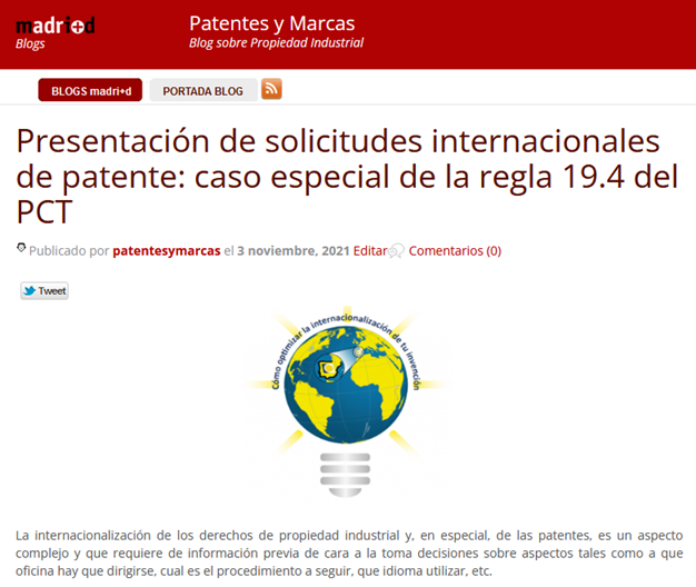 OEPM_es's tweet photo. ¿Pensando en internacionalizar tu invención?¿Existen aspectos legales o requisitos que puedan afectar al otorgamiento de la fecha de presentación internacional?

¡Conoce la respuesta en la nueva entrada de #BlogOEPM en @madrimasd! 👇https://t.co/B6JVUZiAYR https://t.co/SflalC2SdT