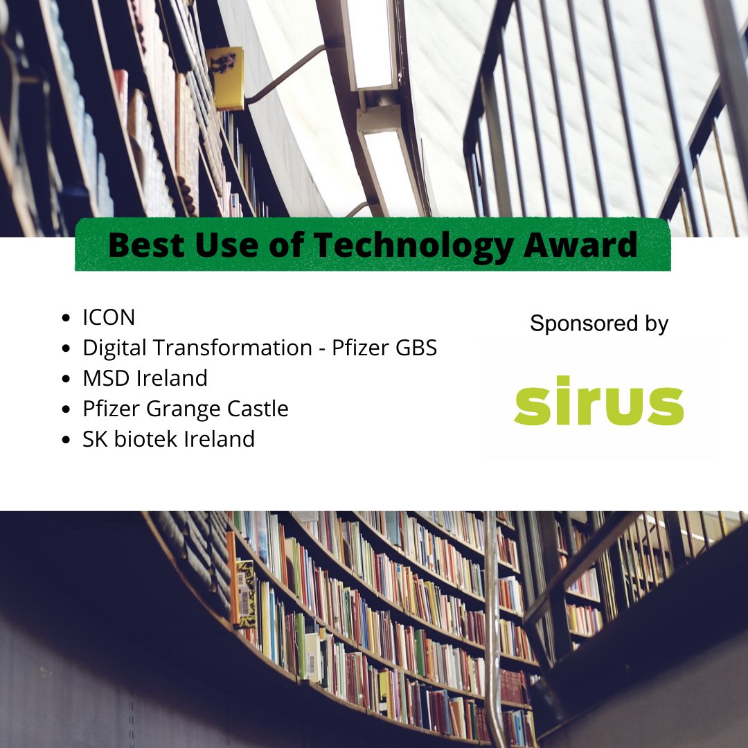 We’re delighted to see such a great shortlist of finalists for the Best Use of Technology Award, proudly sponsored by Sirus. Best of luck to all the finalists from us here and the team at Sirus. #PharmaAwardsIRL