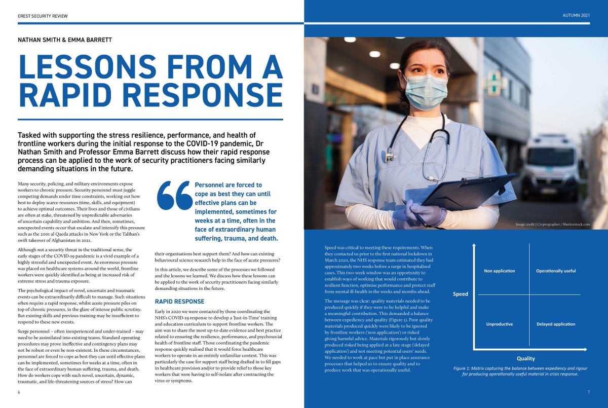 crest_research's tweet photo. Lessons from a rapid response: How one team’s rapid response process to COVID-19 can be applied to similarly demanding situations ⬇️ By @DrNathanJSmith and @crimepsychblog #COVID19 #CSR12 https://t.co/nIVeS4lz6Q https://t.co/8KOtPZikz7