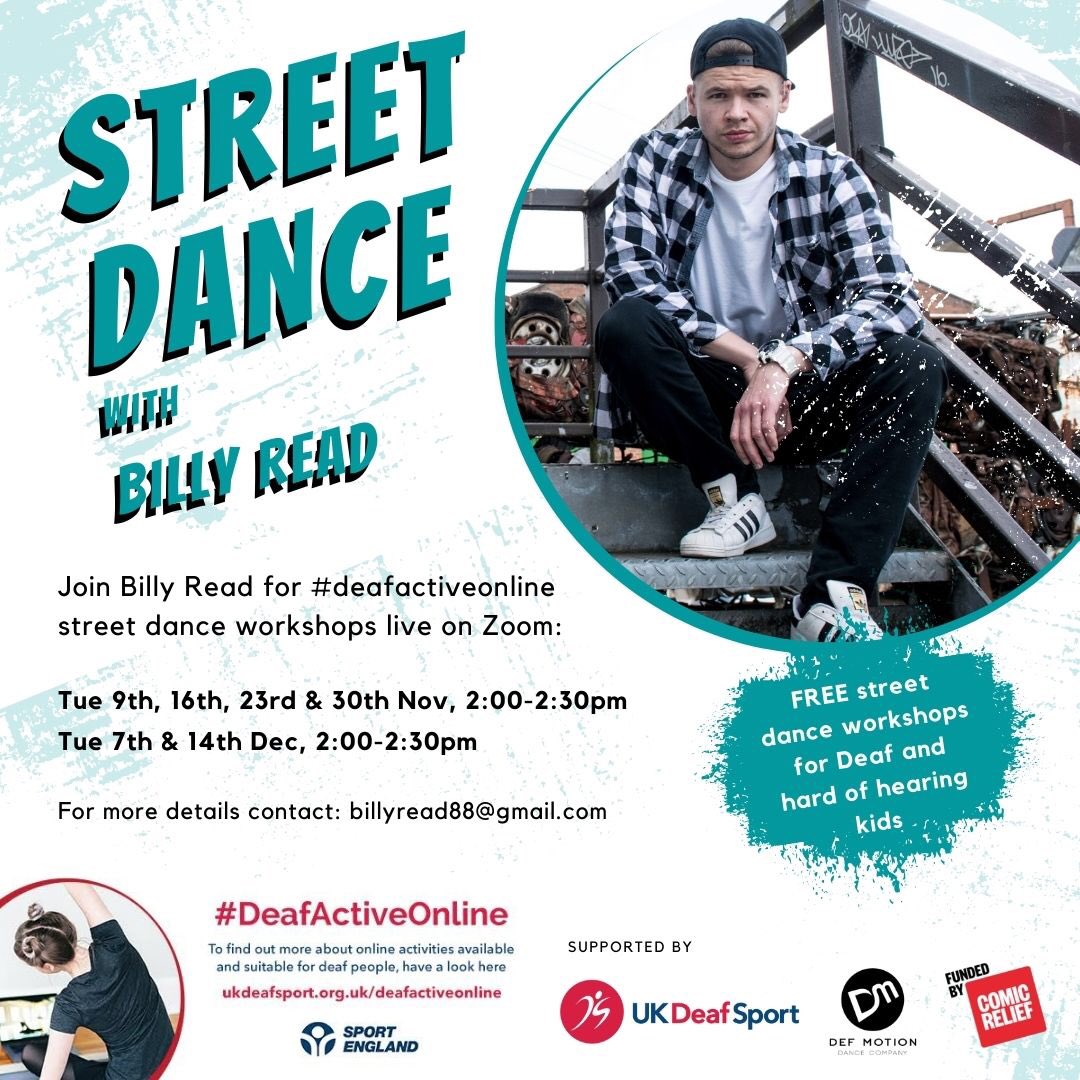 DefMotion's tweet photo. Announcement: I will be running a brand new series of Street Dance classes live on Zoom as part of UK Deaf Sport’s #DeafActiveOnline campaign. https://t.co/PLuhLywo7U