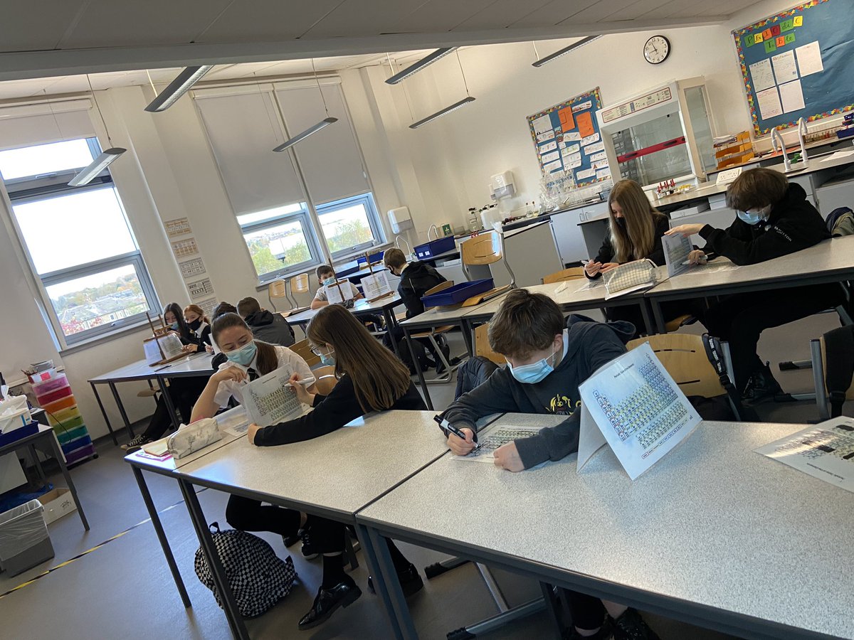 DunHSChemistry's tweet photo. S1 are getting a good introduction to the periodic table today, playing periodic table battle ships. We’re very competitive in 1P6! #DHSProud @DunHSBiology @PhysicsDhs @DunfermlineHS https://t.co/b4TCEVXmaB