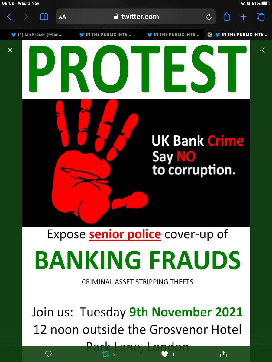 .@GoogleExpertUK @HousingFirstUK @SocialistVoice @Canary @SocialHousingCo @WhichMoney @BBC STOP YOUR HOME BEING STOLEN IN THE INDUSTRIAL SCALE BANKSTER FRAUDS JOIN US IN PROTEST & FIND OUT MORE TUESDAY 9 NOVEMBER 12 NOON OUTSIDE GROSVENOR HOUSE HOTEL PARK LANE LDN