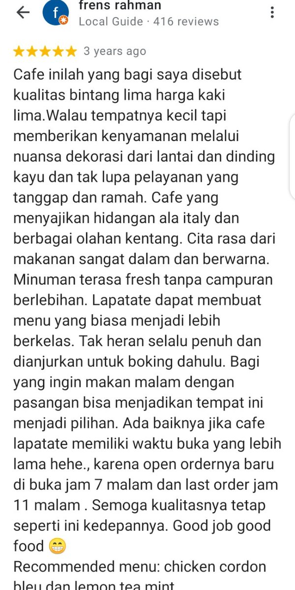 PatateCafe's tweet photo. Terimakasih atas review nya ya... #jogja #jogjakuliner #kuliner #kulinerjogja #foodie #jogjaistimewa https://t.co/5X5ZIuiU9C