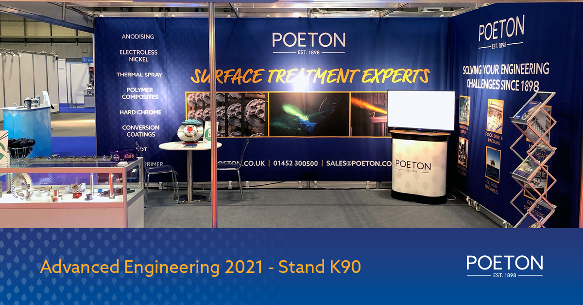 Poeton's tweet photo. We are all set up and ready to meet you at Advanced Engineering! Visit us on stand K90 today and tomorrow to learn more about our surface treatment solutions.
#SurfaceTreatment #AEUK21 https://t.co/pNpj8nKr6S