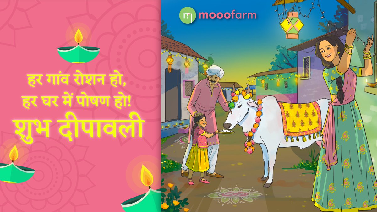 mooofarm's tweet photo. On the auspicious occasion of Diwali, all of us at Mooofarm rededicate ourselves to the betterment and prosperity of all our dairy farmers. Happy Diwali! ✨     #happiness #diwali #farmers #agriculture #dairy #family #mooofarm https://t.co/CZbLinz9OD