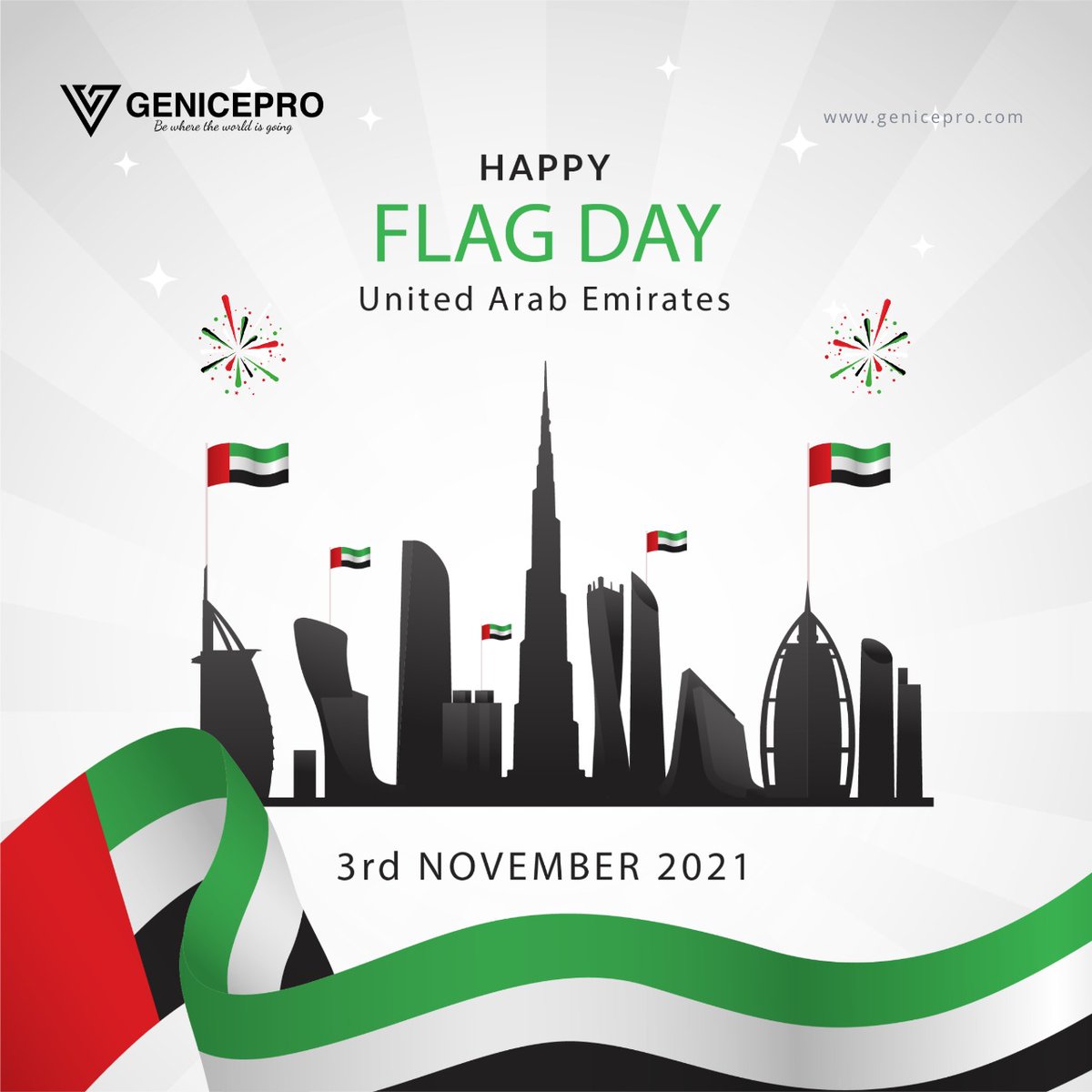 genicepro's tweet photo. On Flag Day, we celebrate the symbol of the UAE, under its great and wise leadership.
#flag_day

#uae #UAEFlagDay #emarati #nationalflagday #dubaiagency #businessdubai #uaelife #uaejobs #nationalflagofuae #Emaar #digitalmarketing #expo2020 #yearof50 #dubailife #uaenationalday https://t.co/jDsTddkCwp