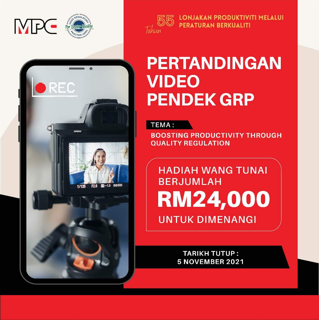 ayidmazlan_'s tweet photo. Tunjukkan bakat anda sekarang. Rebut peluang untuk join Pertandingan Video Pendek GRP. Hadiah lumayan menanti korang.
Last submit video 5 November 2021
#videompc
#amalanbaikperaturan
#goodregulatorypractice
https://t.co/sv4nwWpQvb https://t.co/m0HPZrCrOH