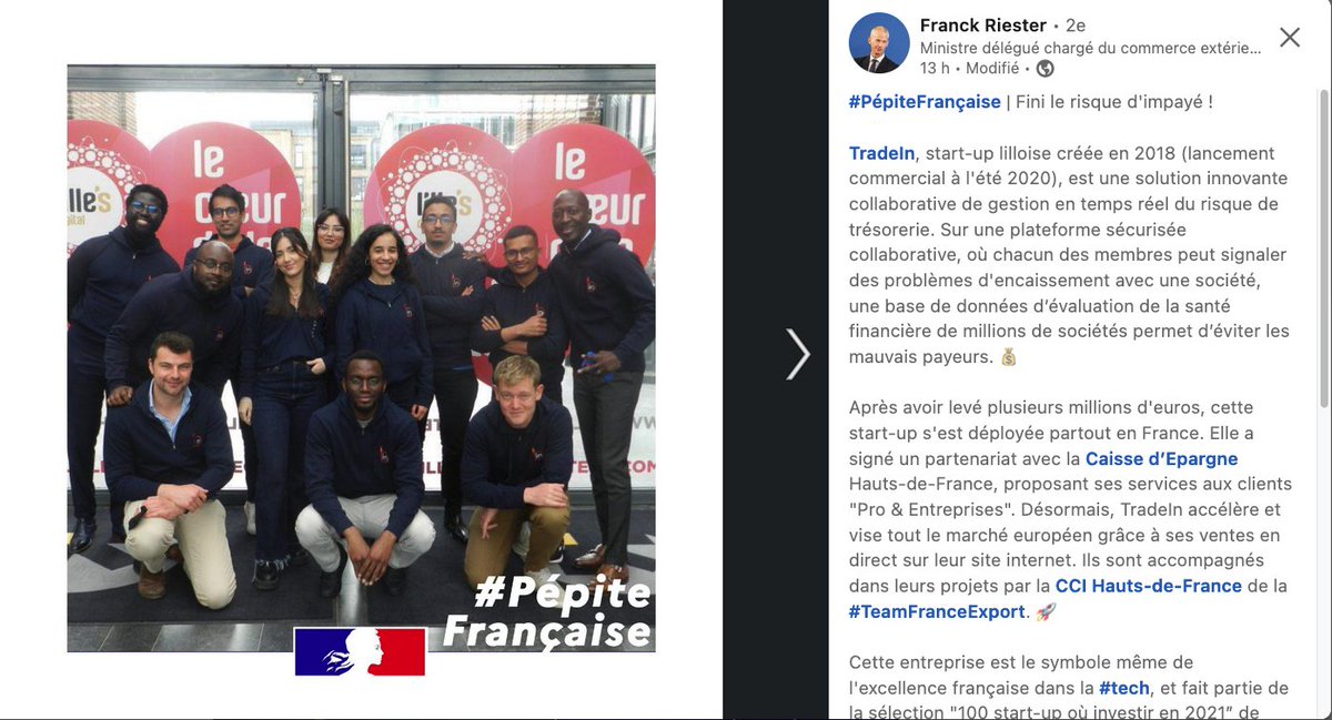 TradeInOfficiel's tweet photo. 🌟 TradeIn est une pépite française !! 🔥

Nous sommes honorés de cette belle reconnaissance de la part de M. le ministre @franckriester. 🚀

Bravo à notre équipe et à nos cofondateurs.

Pour en savoir plus sur notre solution, visitez notre site, 👉: https://t.co/w2RLySJxs0 https://t.co/Bl0H8lgWAF