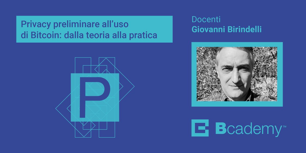 BcademyIT's tweet photo. Eccoci con un nuovo corso "Privacy", condotto da Giovanni Birindelli!
🕜 Quando? 16/11/2021, ore 16.00-20.00
🌍 Dove? Online, su zoom!
➡️ Per info e iscrizioni
https://t.co/Xpsra58wfl
#bitcoin #blockchainbitcoin #educazionefinanziaria https://t.co/AsPumEclLl