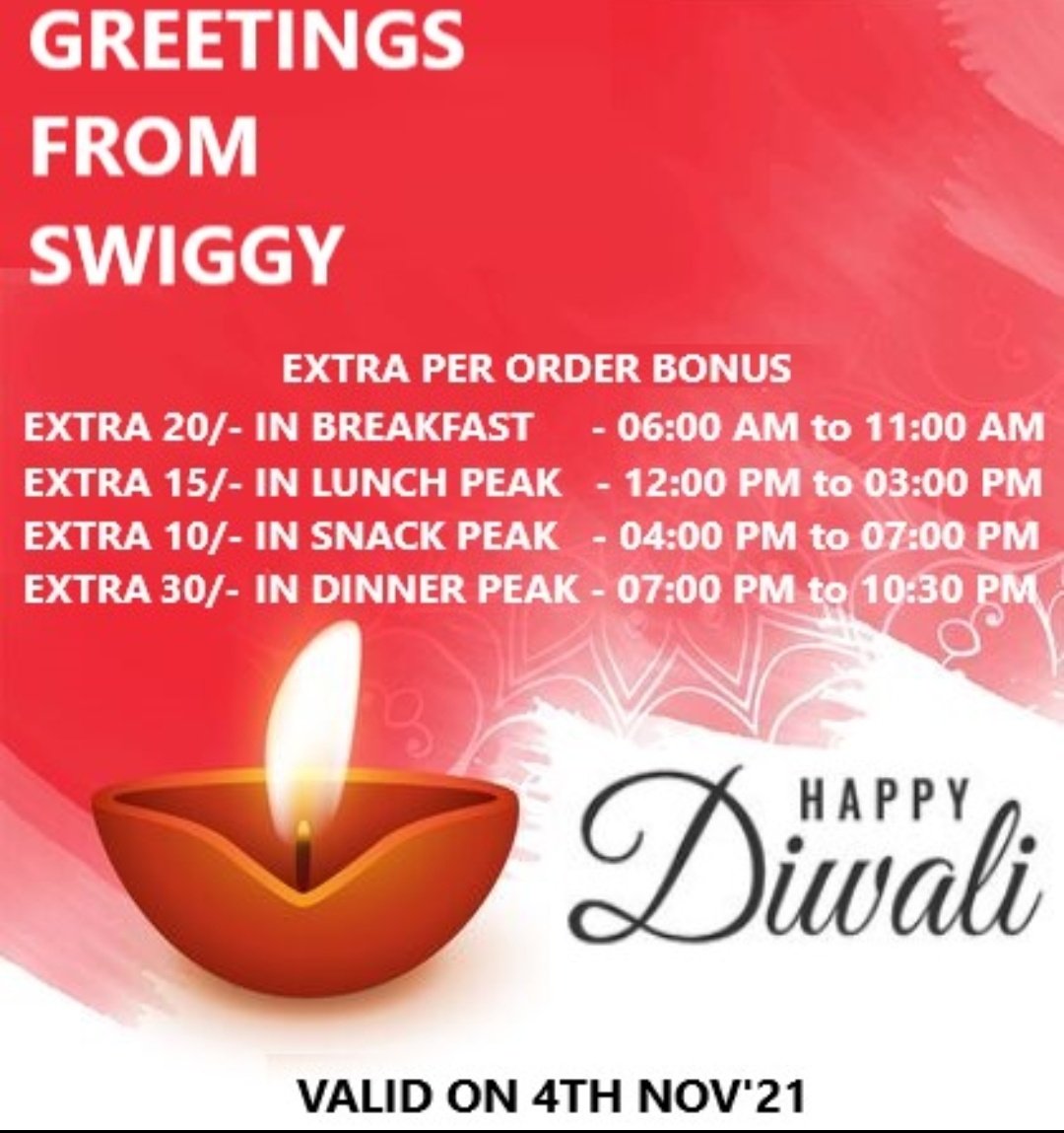 SwiggyDEHyd's tweet photo. Every company pays bonus (or) distributes sweet boxes to their workers during Diwali. Meanwhile @swiggy_in giving High surge during the time when most people burst crackers on the roads.
Surge should be equal to every order during the day. https://t.co/0v8B0xkKqP