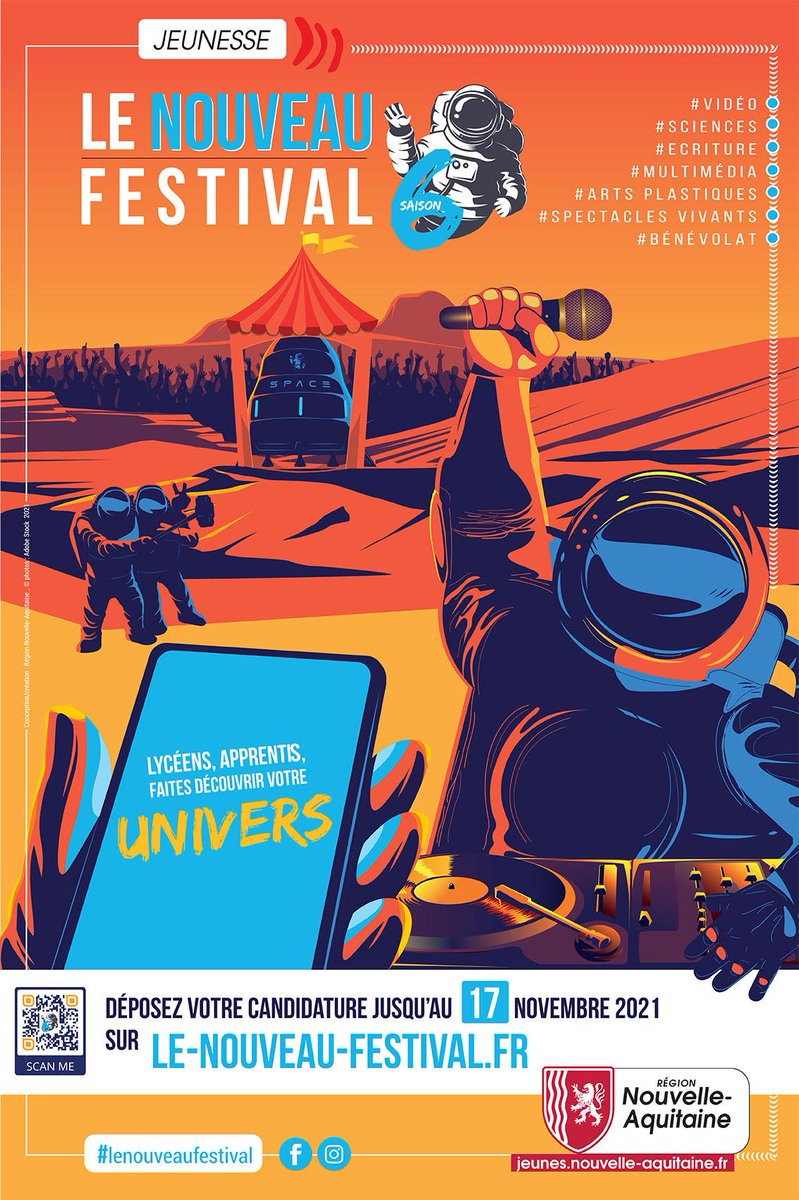 6ième édition du <a href="/Nv_Fest/">Le Nouveau Festival</a> ! Grand moment festif et créatif 🥳 il rassemblera les 11 et 12 mai 2022 plusieurs milliers de lycéens et apprentis de <a href="/NvelleAquitaine/">Nouvelle-Aquitaine</a> - Soumettez votre projet ! ➡️ bit.ly/3mEWjBv