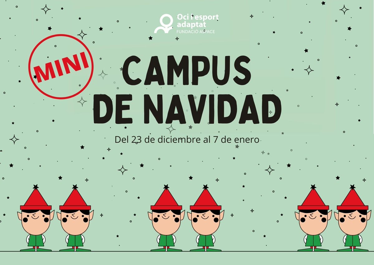 aspaceib's tweet photo. [#OcioAspace] 🎅🧑‍🎄 ¡Se acerca el Campus de Navidad!
✅ Campus Mini
✅ Campus Plus

Más detalles:

📅 Del 23 al 7 de enero (Consulta el calendario en las imágenes)
📲 Apúntate antes  del 18 de noviembre
ℹ 603 758 351 o ocio@aspaceib.org https://t.co/NVi5djwt0k