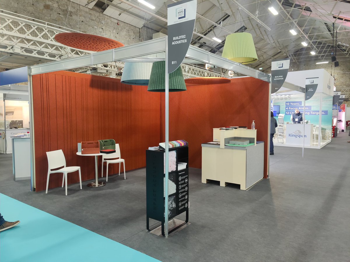 Buildtec's tweet photo. It's the first day of the Architecture and Building Show in the RDS. Drop by and see us at stand B11. 
#archiexpo #impactacoustic #isolgomma https://t.co/adWvqGBDPK