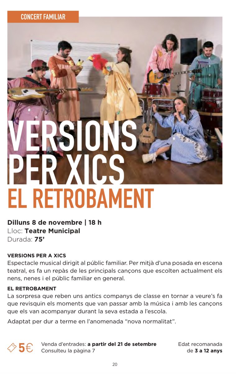 TeatreBalaguer's tweet photo. 🎼🎶🎤 🌟 #VersionsPerXics
versions musicals per a #públicfamiliar
#elretrobament
producció @oa2produccions
direcció artística @fadunito
📅 dilluns 8 de novembre
🕕 6 de la tarda
📍 #TeatreBalaguer
💶 5 €
🎟 https://t.co/34GYSgXGOV
👨👩👦👦 edat recomanada de 3 a 12 anys https://t.co/YVDcjarNR4