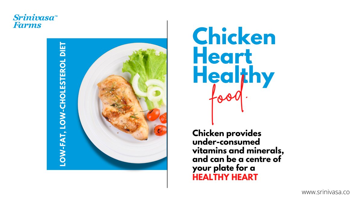 srinivasa_farms's tweet photo. Chicken Promotes heart health. Lean #chicken meat is an excellent source of #protein that the body can use easily.

#SrinivasaFarms #HealthyatHome # HealthyHeart #ChickenisSafe #Poultry #ChickensAreHealthy #EatChicken #HealthyDiet https://t.co/5YaM1aQJqH