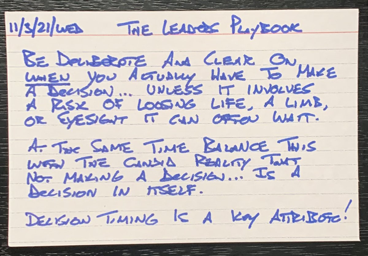 TheLdrsPlaybook's tweet photo. Be deliberate and thoughtful on when you actually have to make a decision.
At the same time realize that not making a decision is a decision in its own right
#TheLeadersPlaybook #DecisionTiming #ThoughtfulLeaderShip https://t.co/yUx8lfaG7P
