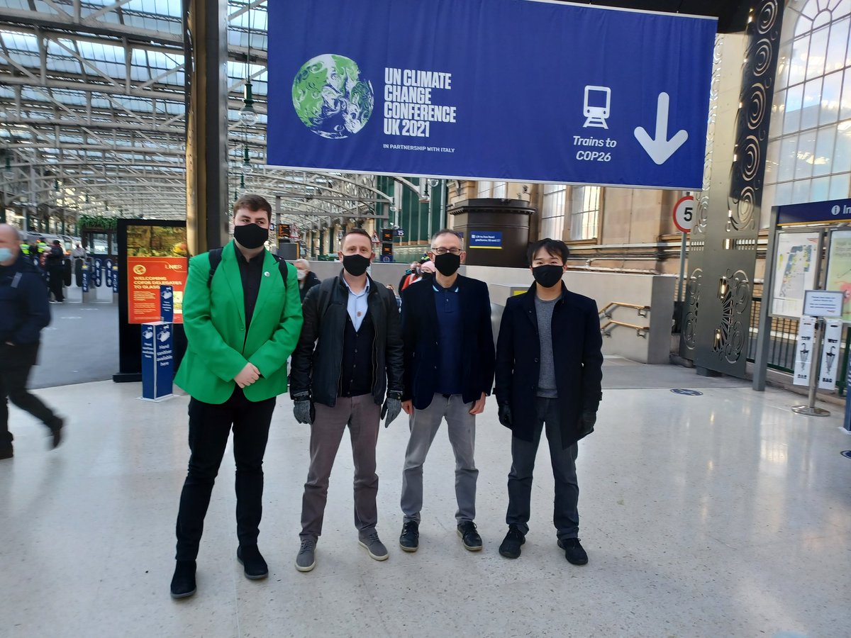 NSUPres's tweet photo. Myself and @NUPV_Research (Neil) met with @Z10059514 @mingyu_zhuu before they head off to the actual COP conference centre.

They were 1/4 people to be selected to represent UK university research!! 

Massive congratulations Zaid from @NorthumbriaSU 

@NorthumbriaUni https://t.co/ZnXmCGxKuq