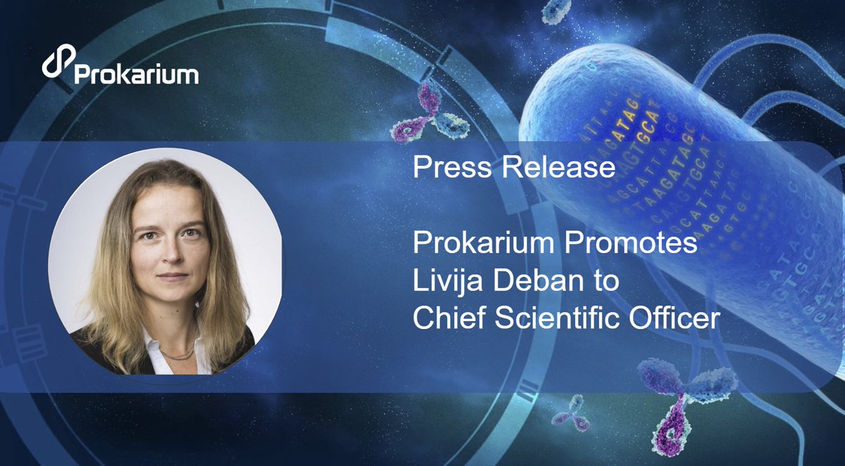 Prokarium announces the promotion of Livija Deban to Chief Scientific Officer: prokarium.com/prokarium-prom…. Previously serving as VP of Research at Prokarium, Dr. Deban will continue to drive the development of the company’s immuno-oncology portfolio.