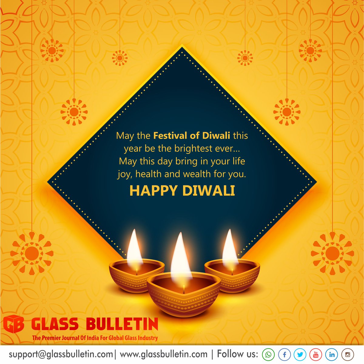 BulletinGlass's tweet photo. May the festival of Diwali this year be the brightest ever… May this day bring in your life joy, health and wealth for you.
#HAPPY_DIWALI

#GlassBulletin #GB https://t.co/CRs5gj5GHr