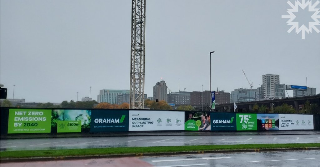 ASTRASIGNS's tweet photo. Digital print onto environmentally friendly bubbleboard hoarding for @GRAHAMGroupUK
From enquiry through to installation in 3 days! in time for the COP26 conference
#COP26, #COP26Glasgow #ClimateTalks #enviromentallyfriendly #eco #ecosignage #bubbleboard #teamGRAHAM https://t.co/4xcDKPWwmh