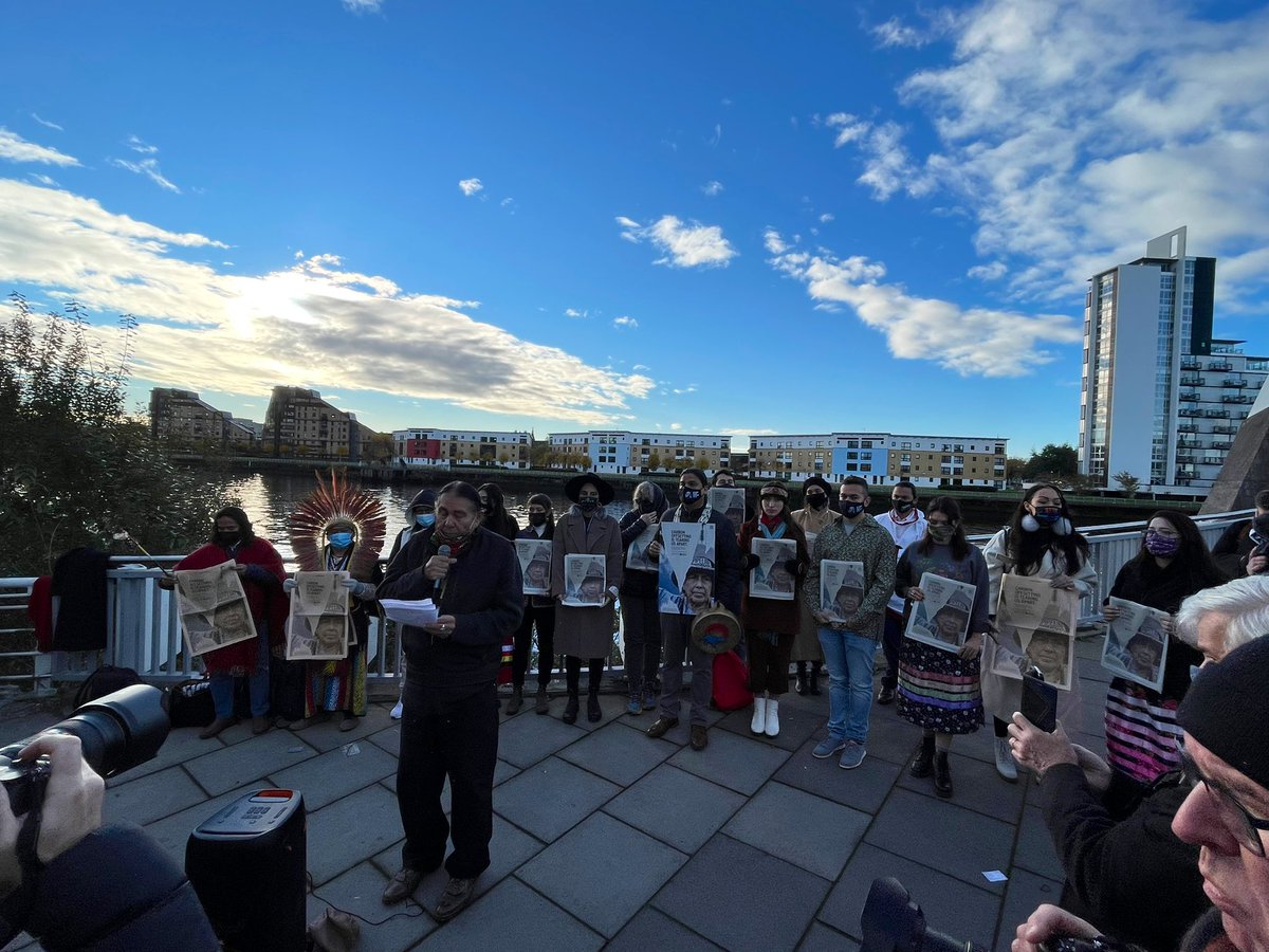 collinrees's tweet photo. Indigenous Peoples from @IENearth @Indigenous_ca @Native_Mvmt &amp; more declare “Carbon Offsetting is Tearing Us Apart!” at #COP26 

Powerful protest in Glasgow this morning demanding an end to the fossil fuel era &amp; an urging to #KeepItInTheGround &amp; advance real solutions. https://t.co/a6ysvaqw1Z