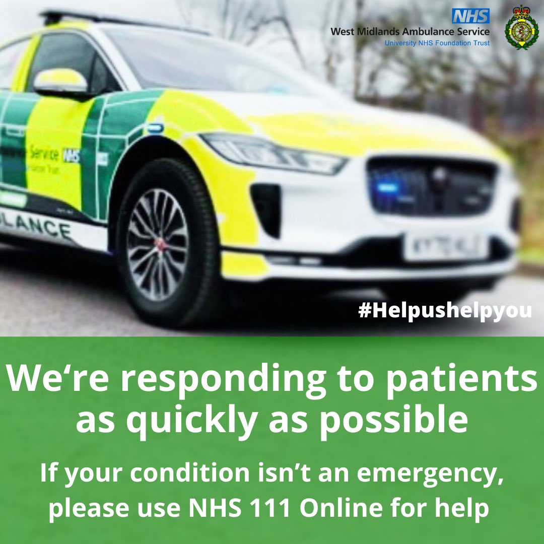 OFFICIALWMAS's tweet photo. If you've called 999 &amp; been told an ambulance is on its way, please don't call back asking for an ETA as we can't provide one. 

Repeat calls can delay us answering someone in a critical condition. Only call back if a patients condition worsens or you wish to cancel help. Thanks. https://t.co/7Cup4Du4Ck