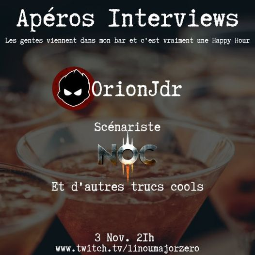 Sethmes1's tweet photo. Ce soir, Orion est accueilli par @LinouMajorZero et parle, entre autres choses, de son travail sur NOC.
Saisissez-vous d'une ration apéritive standard et rejoignez https://t.co/AAt5NWoW0h à 21h00.
#JDR #sethmes #RPG #NOC #orion #linoumajorzero https://t.co/rAavKTczqB