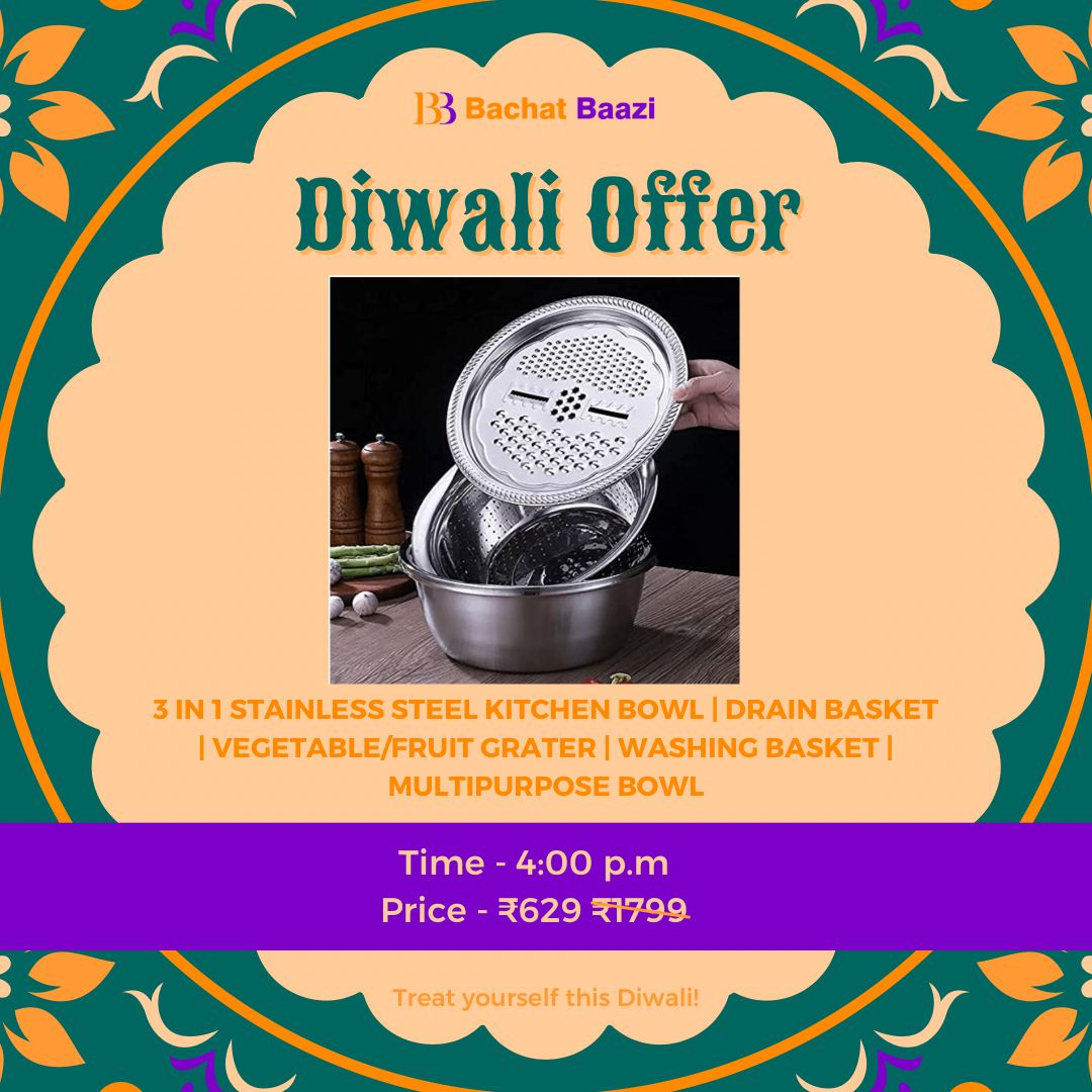 3 in 1 Stainless Steel Kitchen Bowl | Drain Basket | Vegetable/Fruit Grater | Washing Basket | Multipurpose Bowl  will be available at the lowest possible price at 4:00 PM⁠.⠀⠀
⠀⠀
Link in Bio⁠⠀⠀
⠀⠀
#product #sale #salesalesale #offer #offersale #discount #shopping