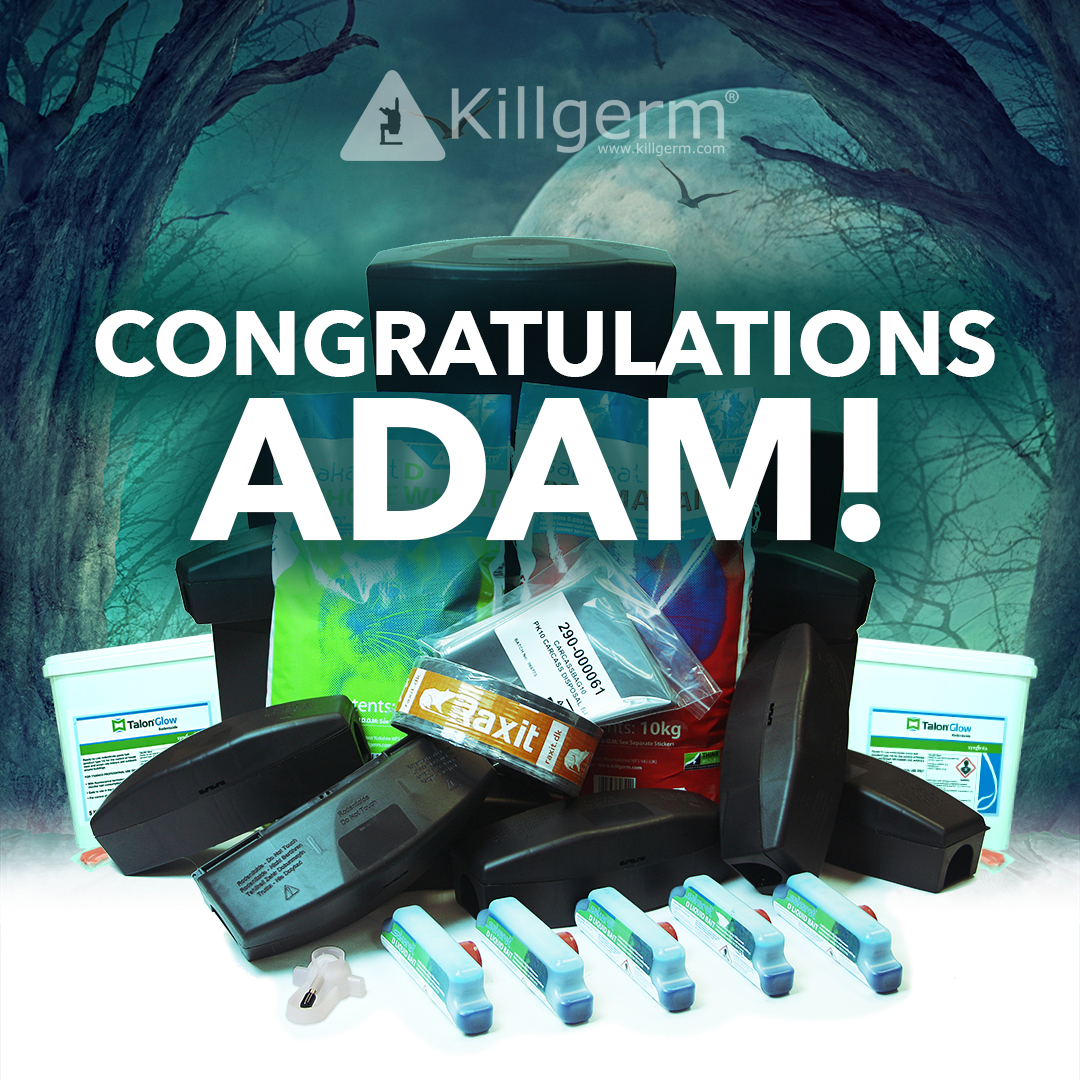 Killgerm's tweet photo. Congratulations Adam!π
You are our Halloween competition winner ππ»
Thank you to all who participated, the winning guess was 246
#halloween #killgerm #chemunity #pestcontrol https://t.co/qt5aTt9Aw1