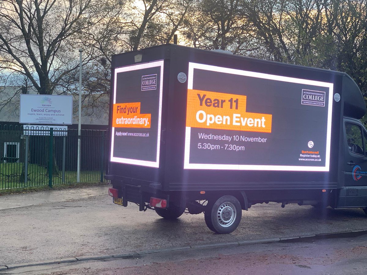 PMA_Outdoor's tweet photo. Our #digitaladvan campaign is out and about in Accrington today promoting the Year 11 Open Event. @NelsonColneColl #ooh #impact https://t.co/A7YI5Nkdrp