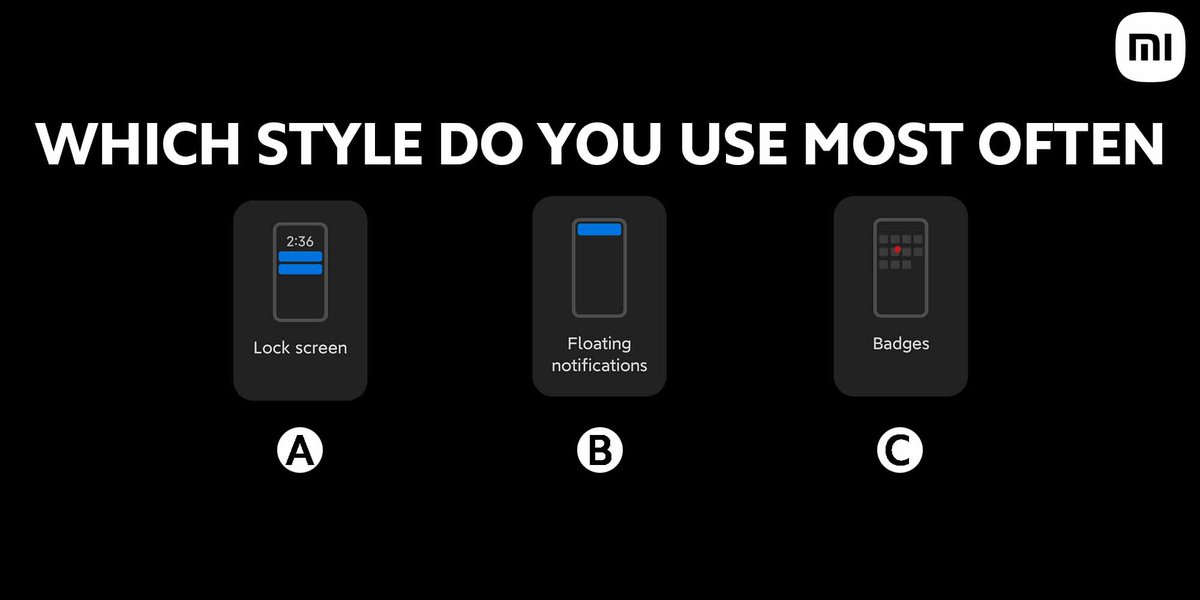 XiaomiSupport's tweet photo. #HelloMifans Which notification style do you use most often? https://t.co/uMVajYlYyY