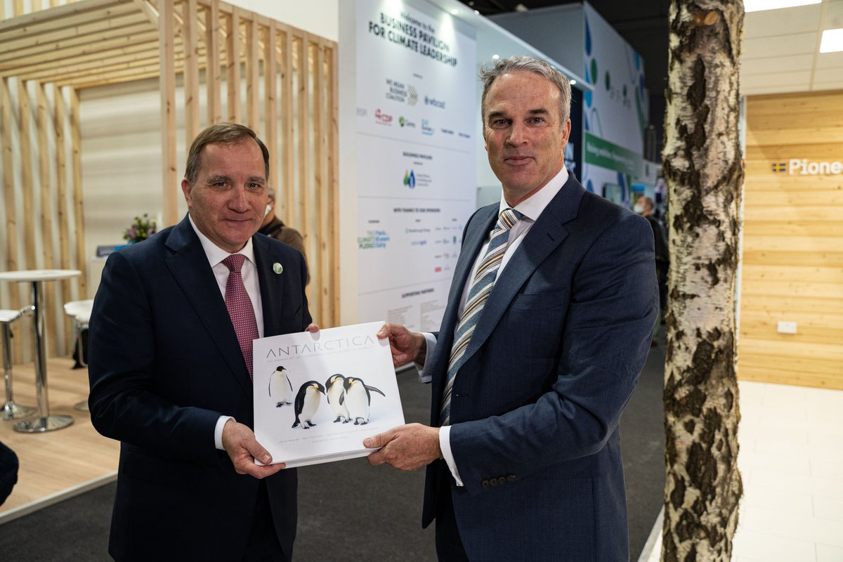 What happens in the polar regions will impact all of us. I met with @SwedishPM Stefan Löfven at #COP26 to hand over a petition calling for the creation of 3 large MPAs in the waters around Antarctica. 
#Antarctica2020