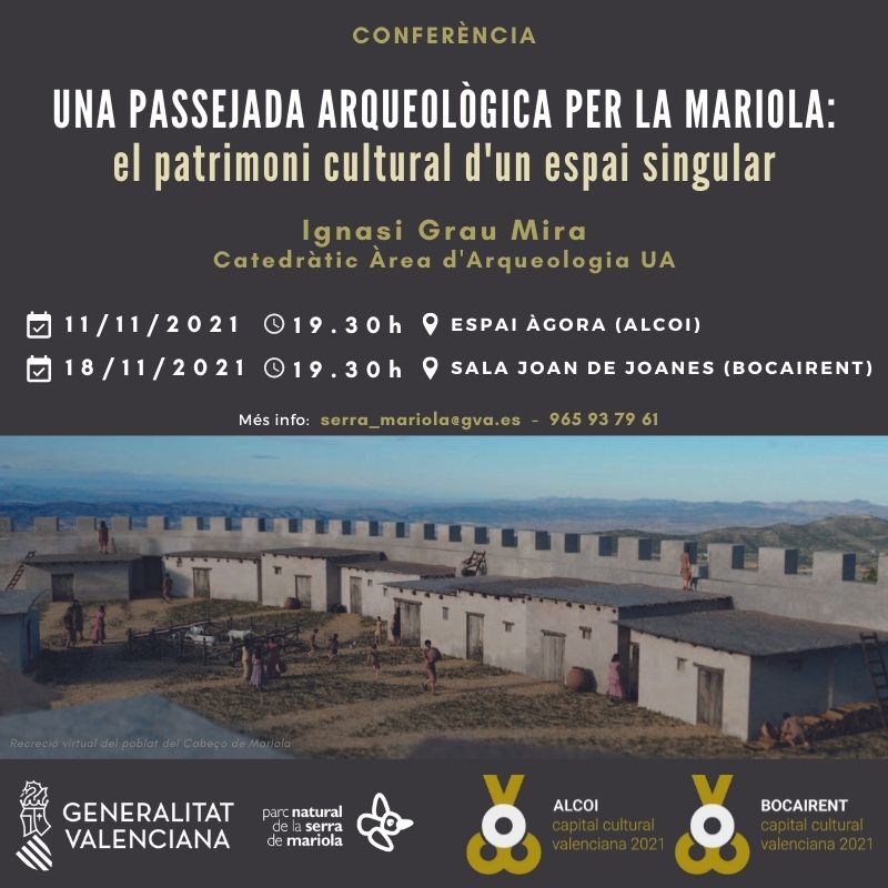 👨‍🎓🏺Conferència "Una passejada arqueològica per #PNSerraMariola: el patrimoni cultural d'un espai singular", per la capitalitat cultural valenciana 2021 d'Alcoi i de Bocairent, per Ignasi Grau Mira, catedràtic de l'Àrea d'Arqueologia de la <a href="/UA_Universitat/">Universitat Alacant</a> cutt.ly/iR2P5GA