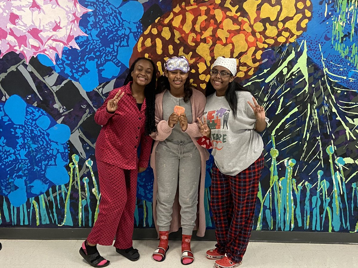 TAPrincipal's tweet photo. Yesterday was day 2 of Spirit Week; which was Pajama Day! Check out all the cute onesies, flannel, and blanket accessories. https://t.co/DnO1395K1k