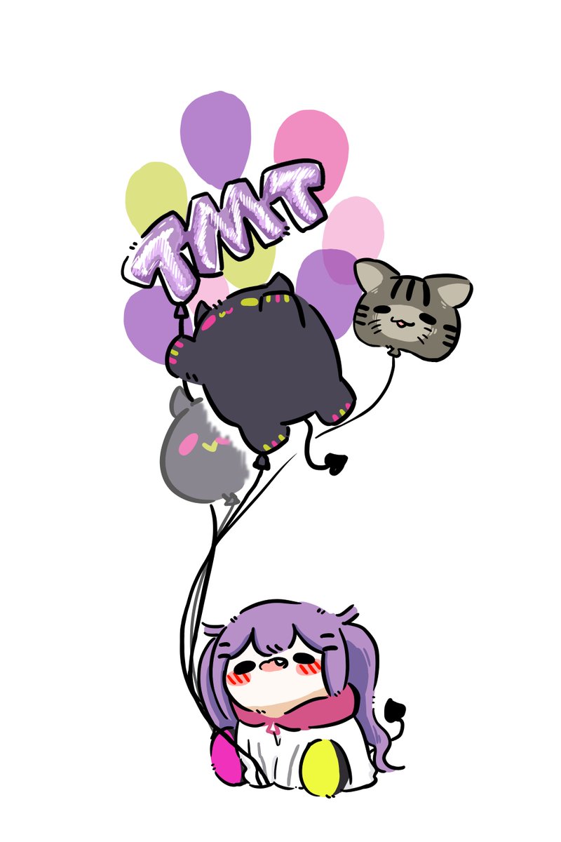 tokoyami towa 1girl balloon purple hair holding balloon heart blush holding  illustration images
