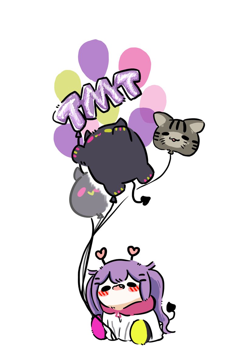 tokoyami towa 1girl balloon purple hair holding balloon heart blush holding  illustration images