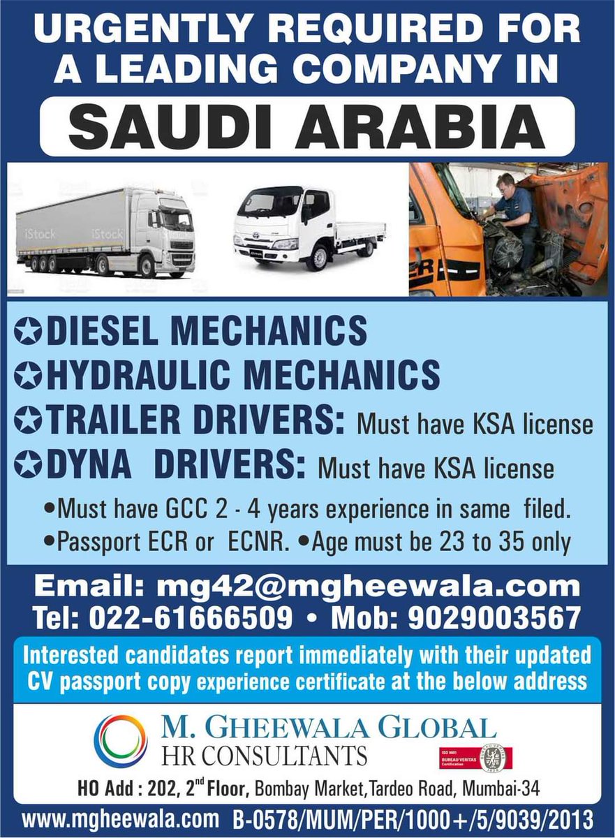 gulfjob8's tweet photo. Job Vacancies in #SaudiArabia
#saudijobs #jobseekers #jobsearch #jobopportunity #jobseekers #gheewalajobs #jobsinsaudiarabia #jobseekers #dieselmechanics #hydraulicmechanic #trailerdrivers #dynadrivers https://t.co/rogXhHqcPJ