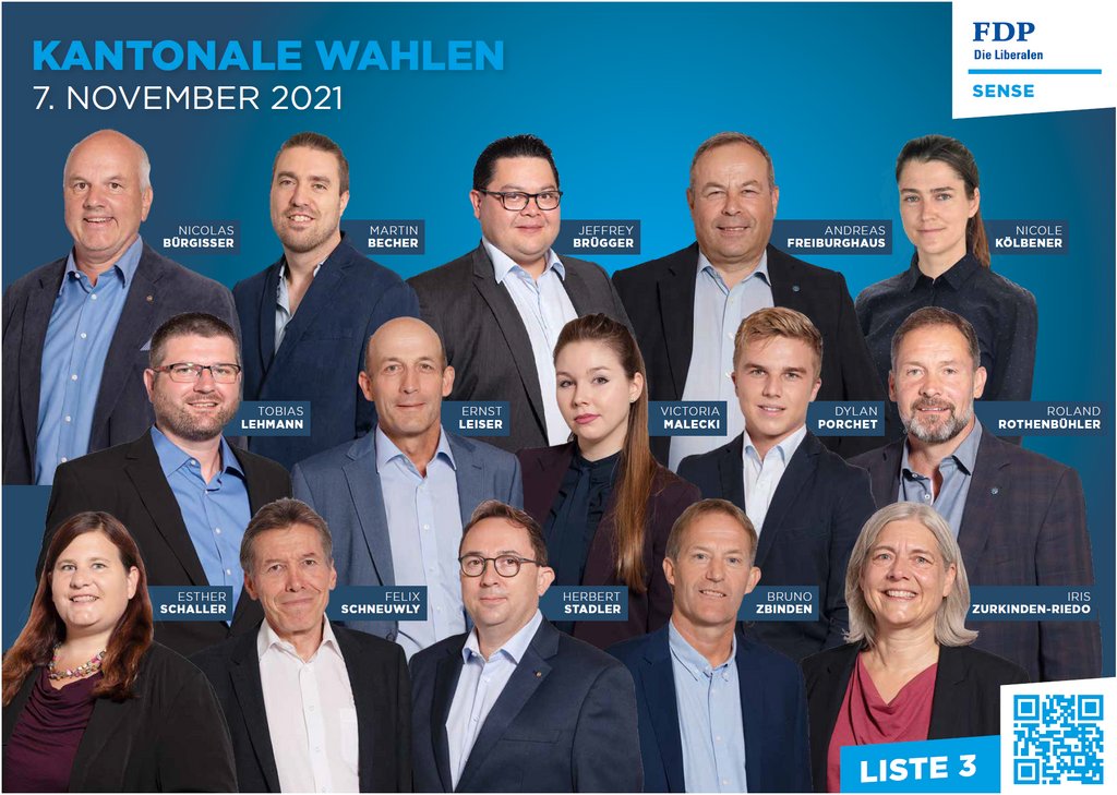 FdpSense's tweet photo. Schon gewählt? FDP Liste 3 unverändert einwerfen! https://t.co/1Py4fFUn4H #grossrat #wahlen #sensebezirk #fdpsense https://t.co/dye1zW1TTs