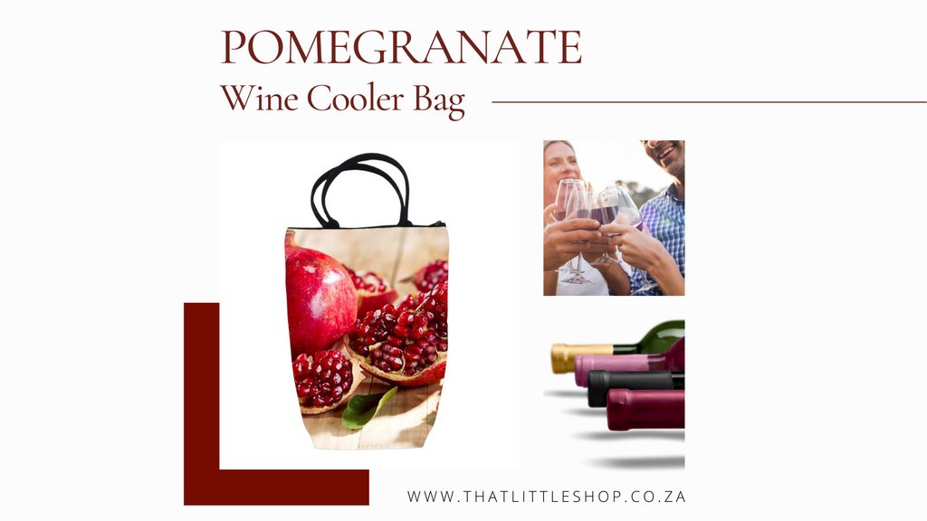 The #Pomegranate #WineCoolerBag is made from high quality 600D poly canvas with an insulated foil lining that will keep your drinks/content cool or warm.

#thatlittleshop #decor #homeware #gifts #winecooler #winecarrierbag #coolerbag #christmasgift #madeinsouthafrica #shoplocalsa