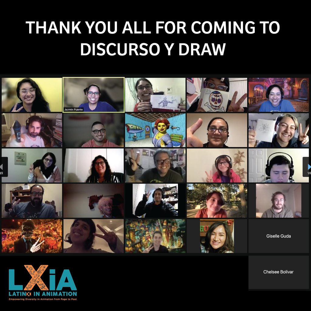 latinxinanim's tweet photo. Happy to see everyone’s drawings and awesome conversation. If you missed this Discurso y Draw, don’t worry! KEEP a look out for our next Discurso y Draw announcements on social media. Thank you, @animatedbyadren &amp; @EllaDuhamel for hosting! #LXiADiscursoyDraw #latinxinanimation https://t.co/ytavksW4Lm